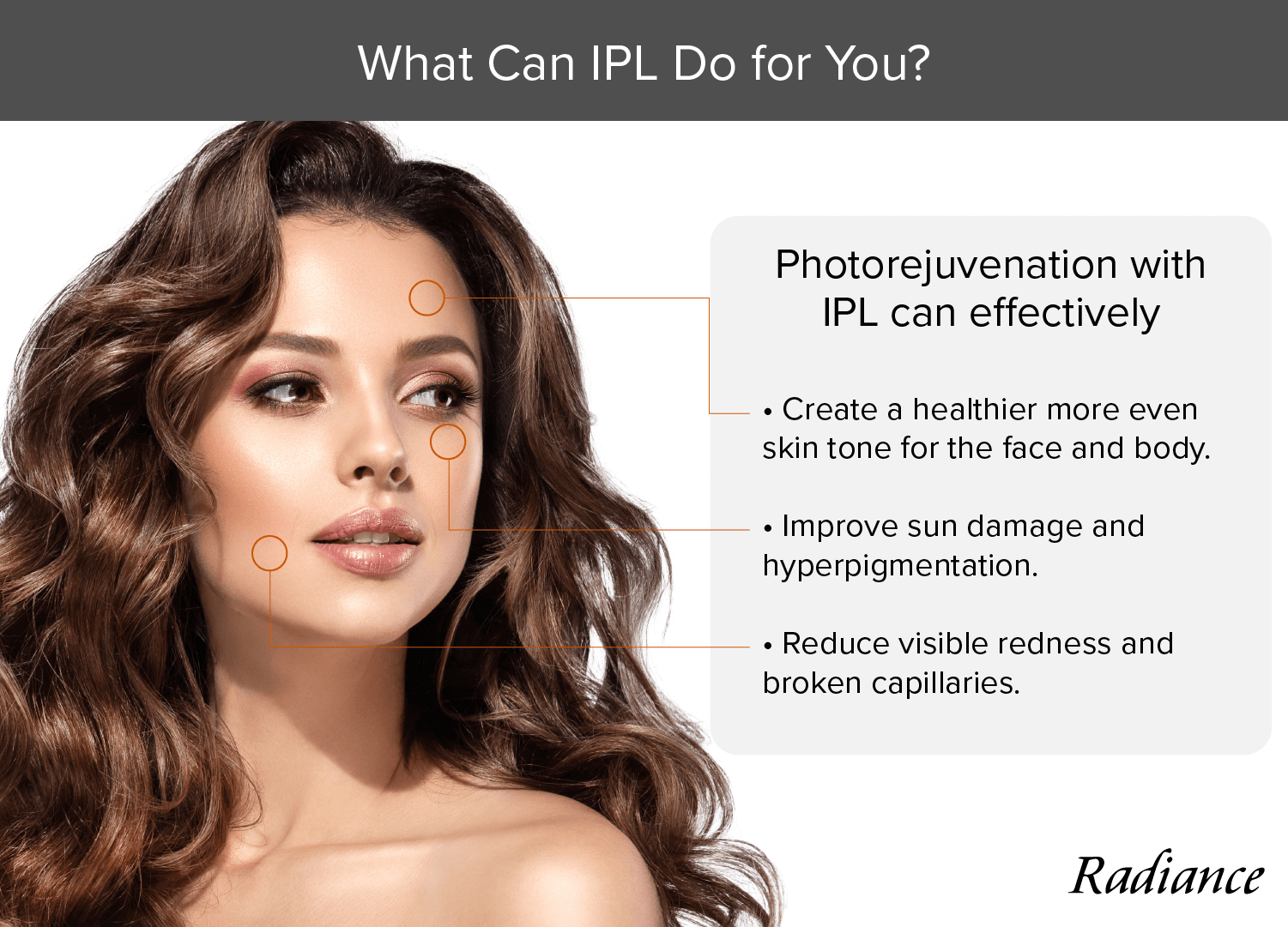 See what can be treated with photorejuvenation via intense pulsed light (IPL) at Madison’s Radiance Skin Therapy.